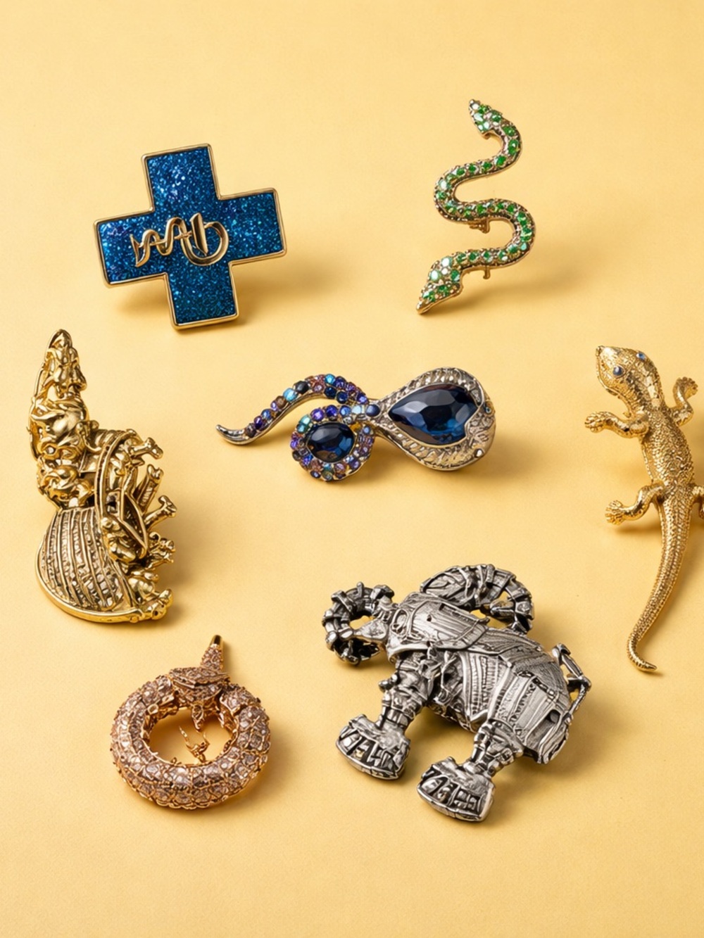 Assorted Vintage-Inspired Animal & Gemstone Brooches -